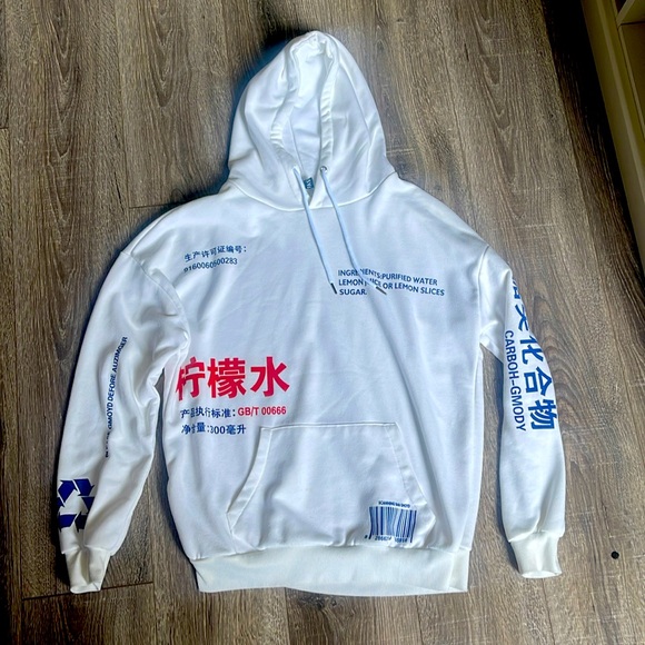 Chinese Lemonade Production Label Graphic Drop Shoulder Hoodie - Picture 2 of 13